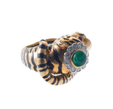 David Webb Diamond Emerald Ruby Gold Platinum Leopard Ring