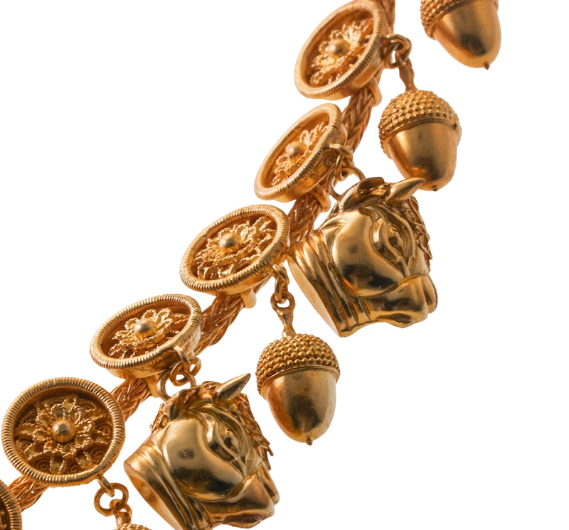 Lalaounis Etruscan Revival Gold Acorn Bull Necklace