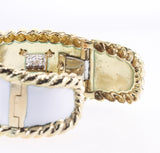 David Webb Diamond Enamel Gold Platinum Cuff Bracelet