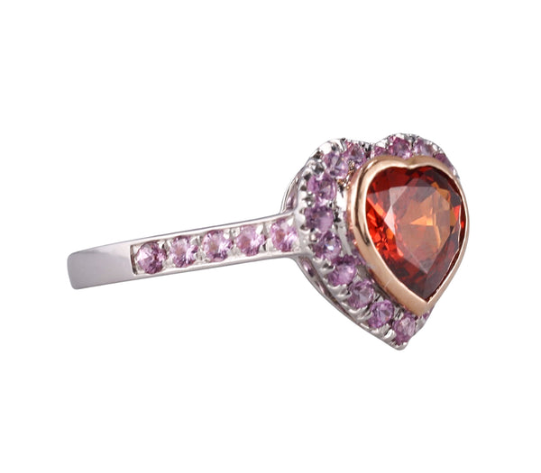 Nardi Gold Madeira Citrine Pink Sapphire Heart Ring