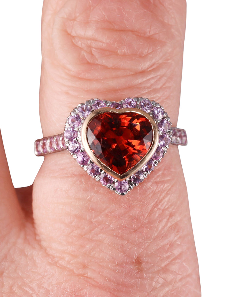 Nardi Gold Madeira Citrine Pink Sapphire Heart Ring