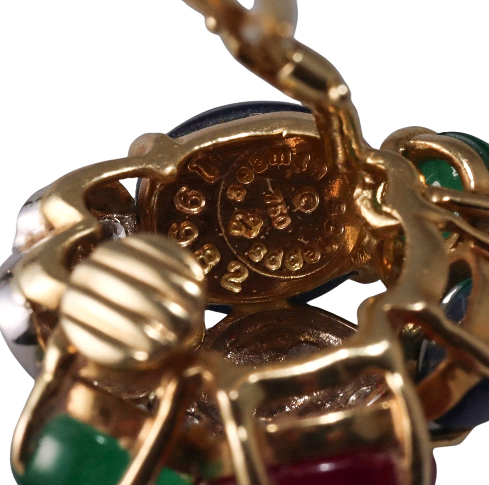 Seaman Schepps Tutti Frutti Emerald Ruby Sapphire Diamond Gold Earrings