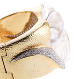 David Webb Carved Crystal Diamond Gold Platinum Cuff Bracelet