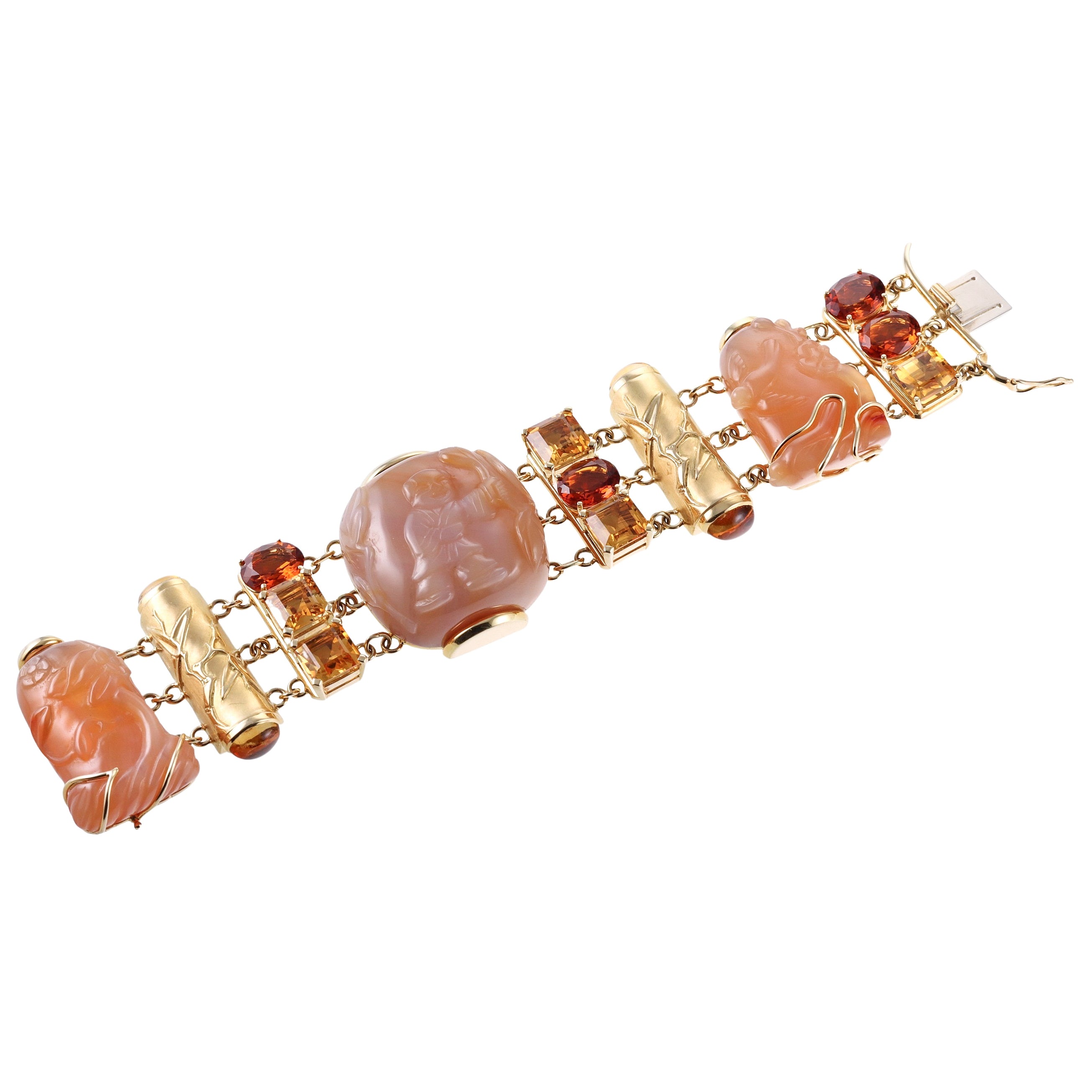 Seaman Schepps Snuff Bottle Citrine Carnelian Gold Bracelet