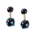 Tiffany & Co Schlumberger Onyx Turquoise Gold Dumbbell Cufflinks