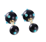 Tiffany & Co Schlumberger Onyx Turquoise Gold Dumbbell Cufflinks