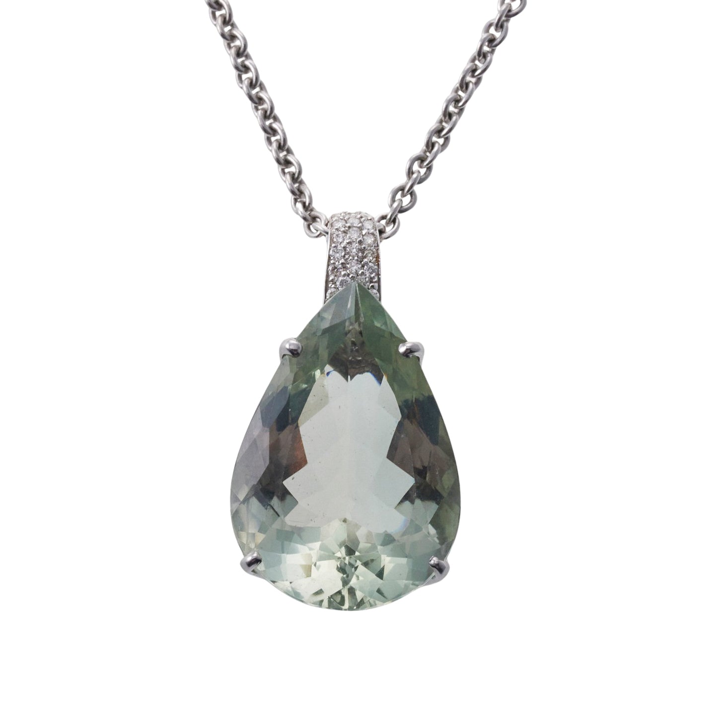 H. Stern 50ct Prasiolite Diamond Gold Pendant Necklace