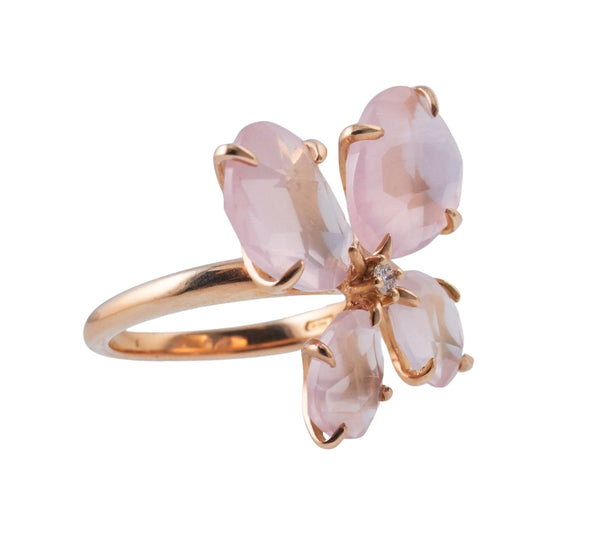 Mimi Milano Mila Quartz Diamond Gold Butterfly Ring