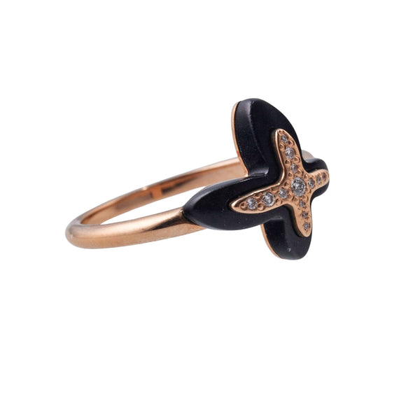 Mimi Milano Freevola Diamond Onyx Gold Butterfly Ring