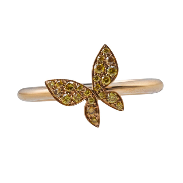 Mimi Milano Farfalla Yellow Diamond Gold Butterfly Ring