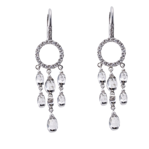 Mimi Milano White Topaz Diamond Gold Chandelier Earrings