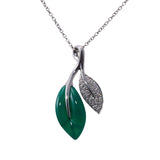Mimi Milano Foglia Agate Diamond Gold Leaf Pendant Necklace