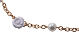 Mimi Milano Grace White Agate Pearl Flower Gold Necklace