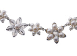 Mimi Milano Fiori Crystal Pearl Gold Flower Necklace