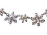 Mimi Milano Fiori Crystal Pearl Gold Flower Necklace