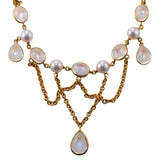 Assael South Sea Pearl Gold Moonstone Drop Necklace