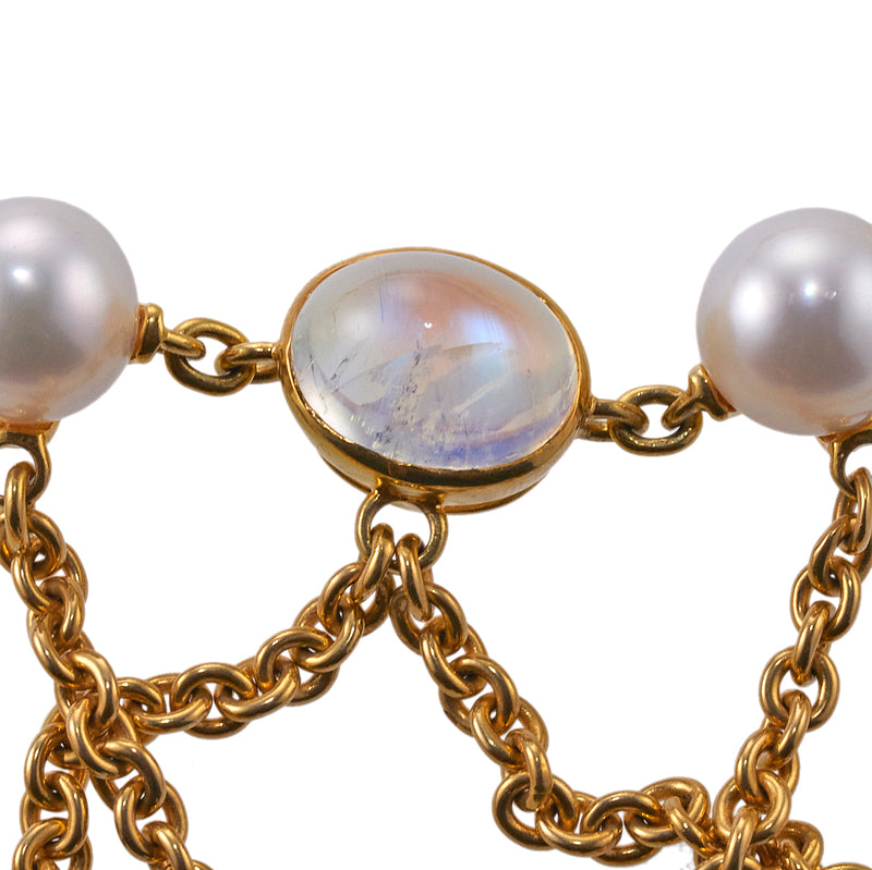Assael South Sea Pearl Gold Moonstone Drop Necklace