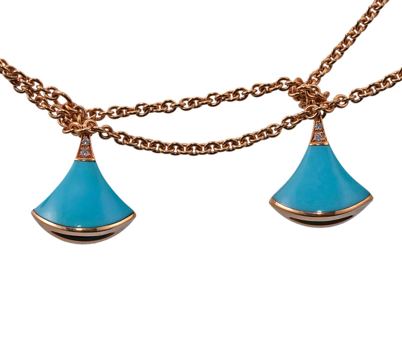Bulgari Diva's Dream Diamond Lapis Turquoise Rose Gold Necklace
