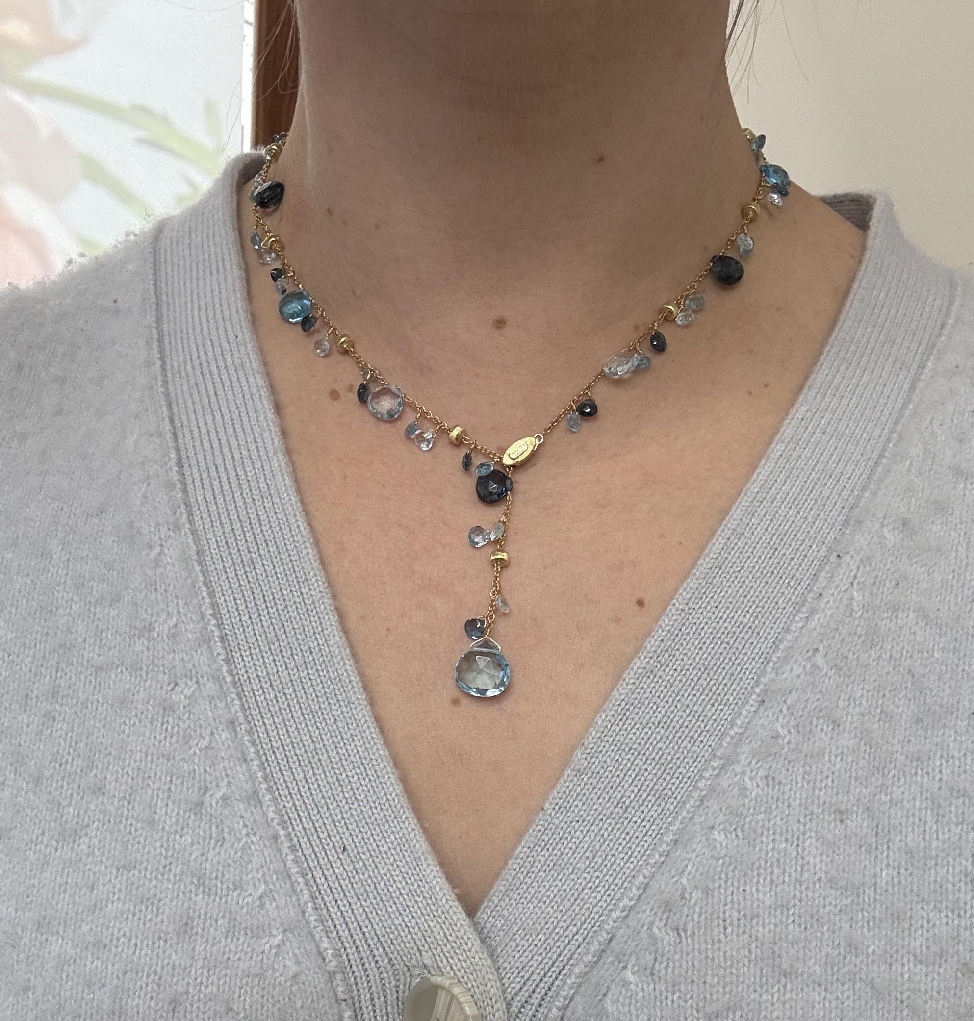 Marco Bicego Paradise Topaz Diamond Gold Lariat Necklace