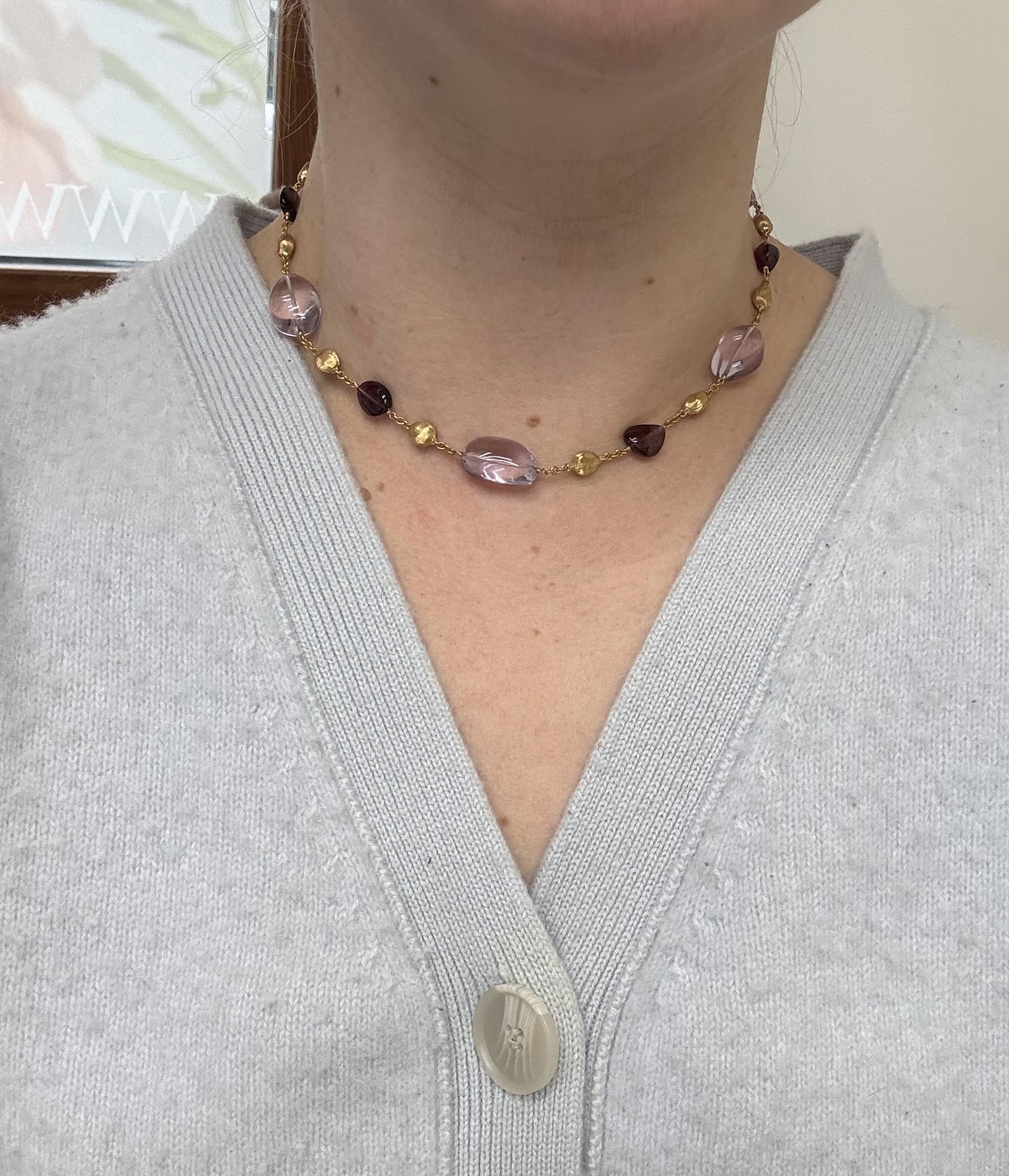 Marco Bicego Confetti Gemme Rhodolite Amethyst Gold Necklace
