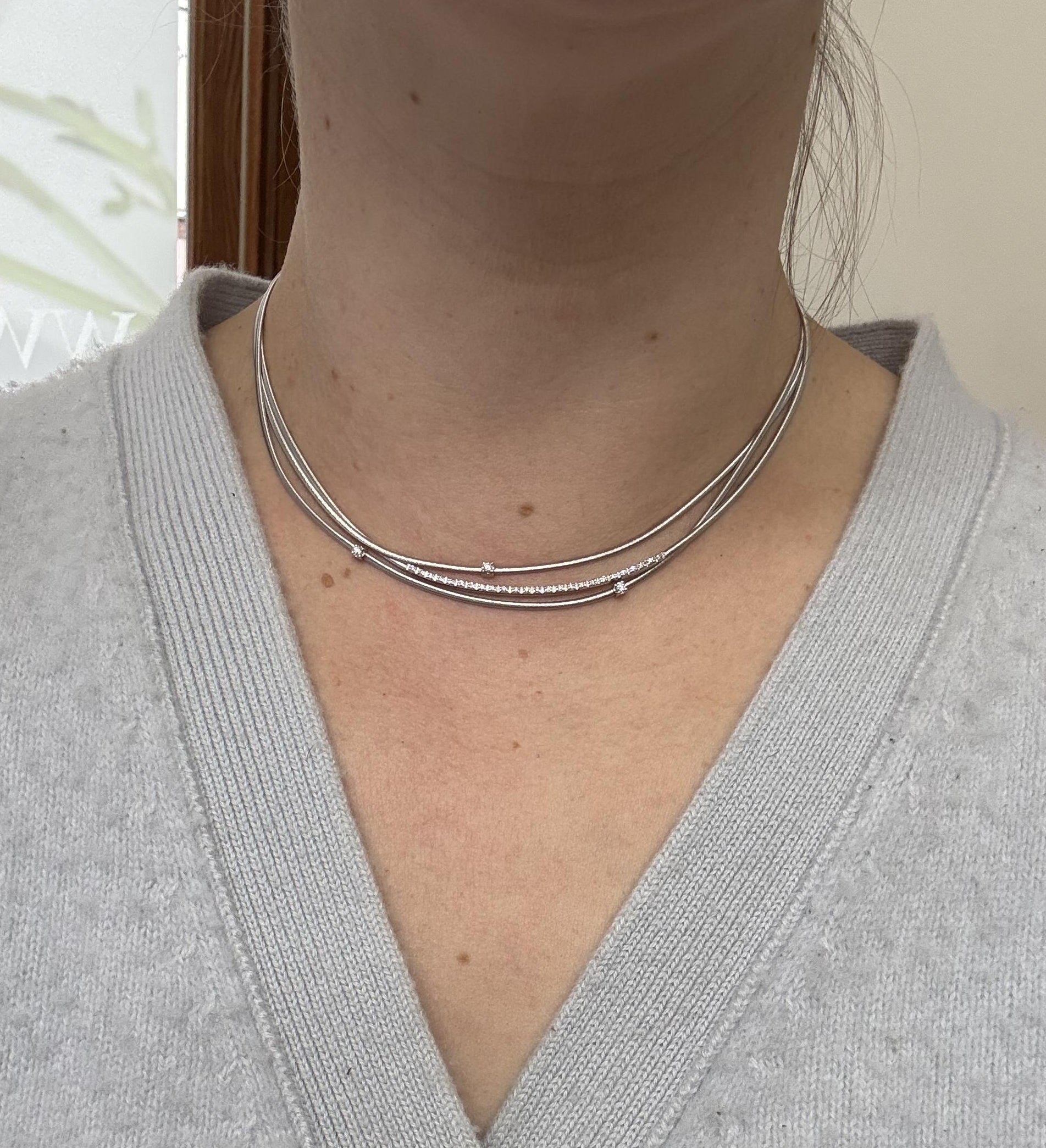 Marco Bicego Goa Diamond Gold Three Strand Necklace