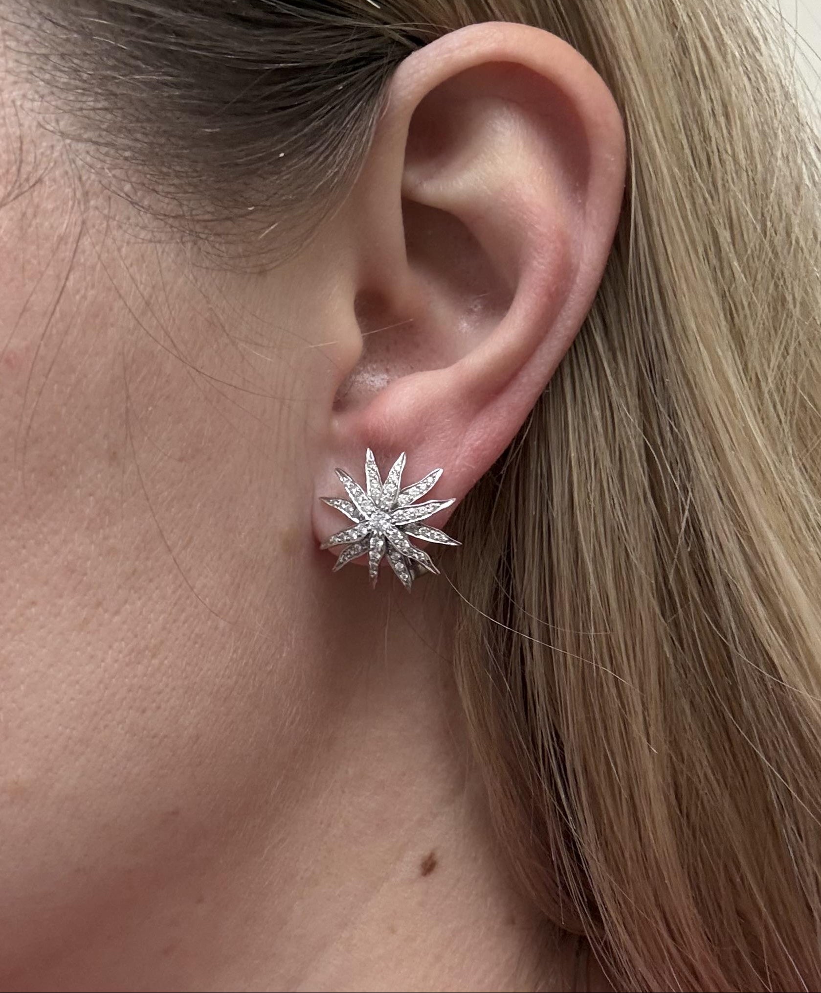 Tiffany & Co Lace Sunburst Platinum Diamond Earrings