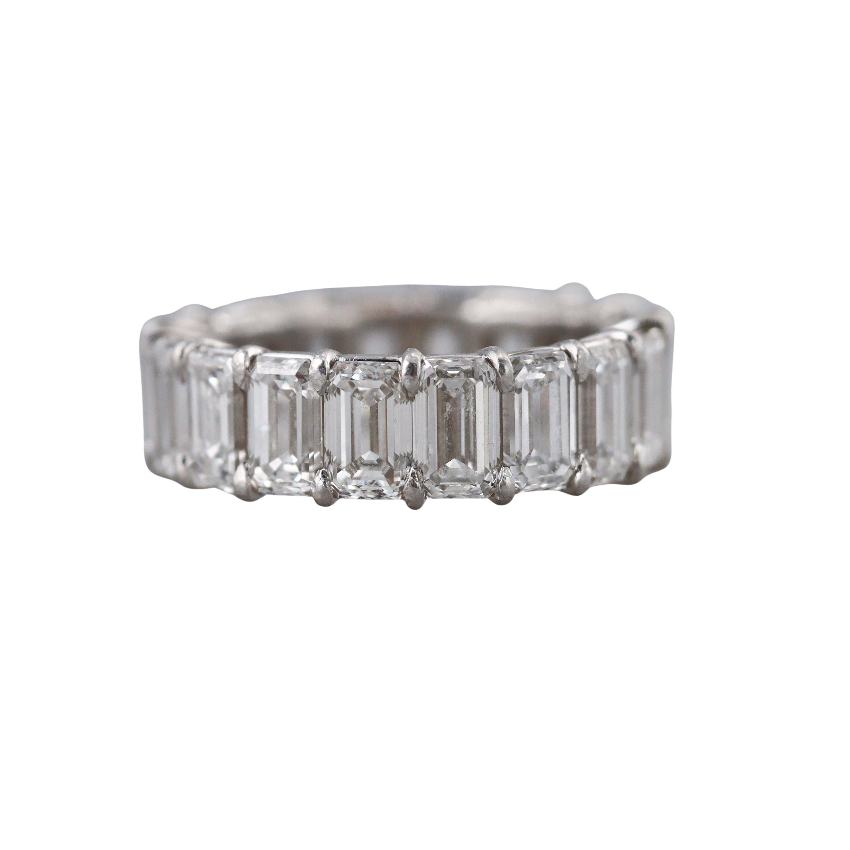 Platinum 8.50ctw Emerald Cut Diamond Eternity Wedding Band Ring
