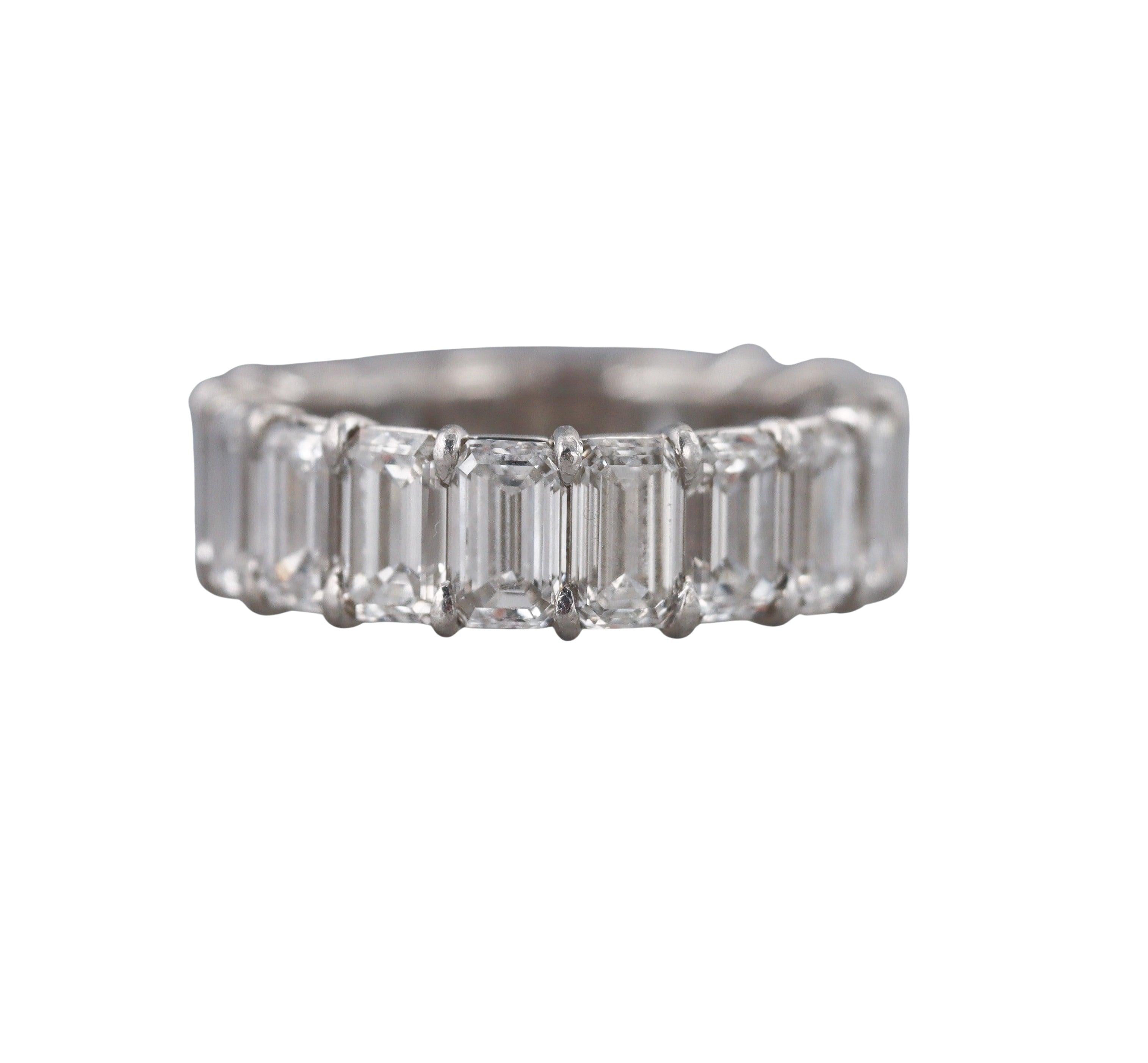 Platinum 8.50ctw Emerald Cut Diamond Eternity Wedding Band Ring