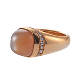 Bucherer Gold Peach Moonstone Diamond Ring