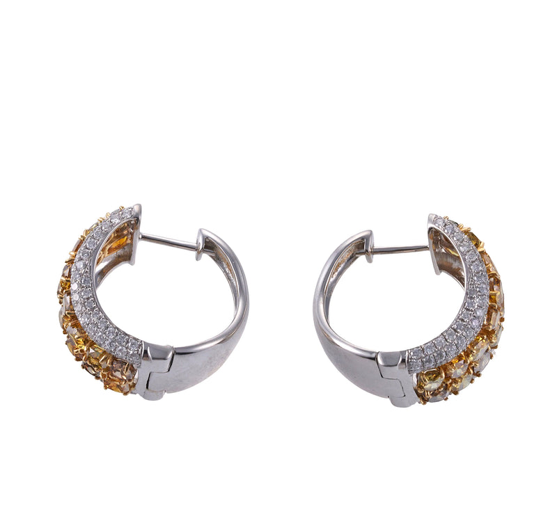 7.68ctw Fancy Diamond Gold Hoop Earrings