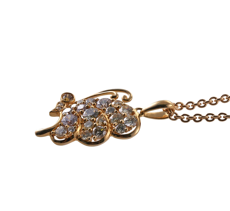 1.71ctw Fancy Diamond Gold Butterfly Pendant Necklace