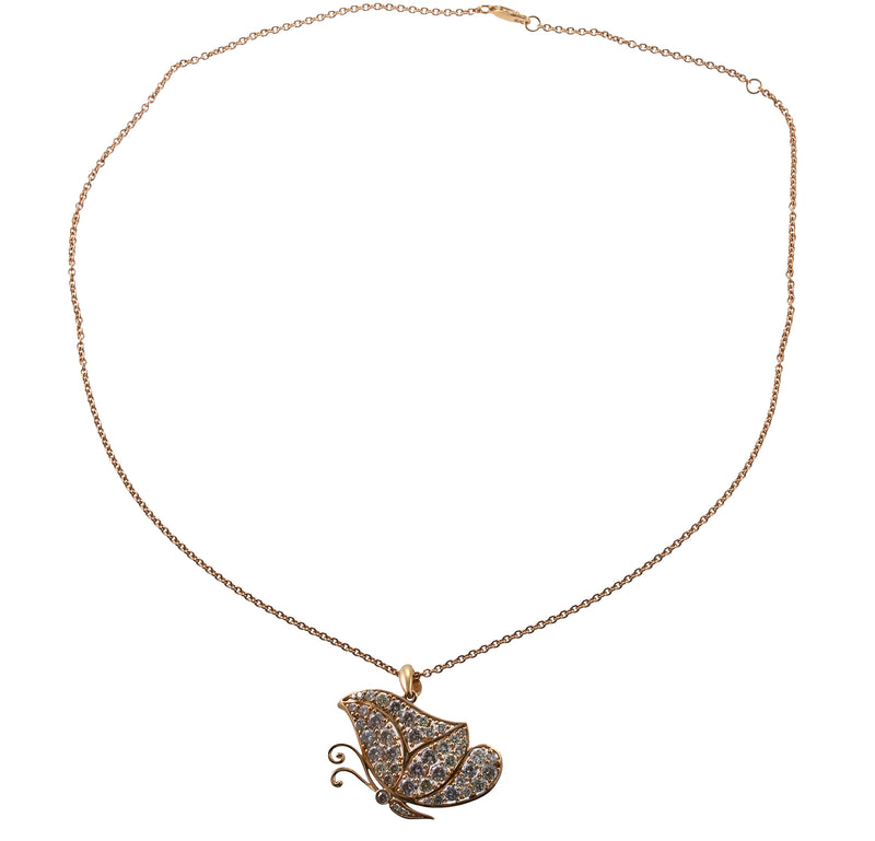 4.69ctw Fancy Diamond Gold Butterfly Pendant Necklace