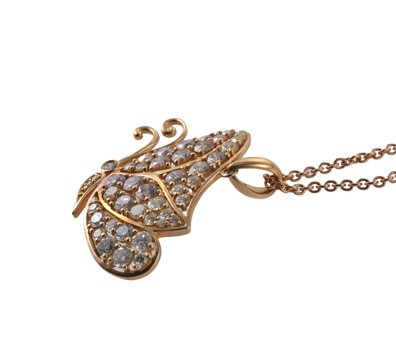 4.69ctw Fancy Diamond Gold Butterfly Pendant Necklace