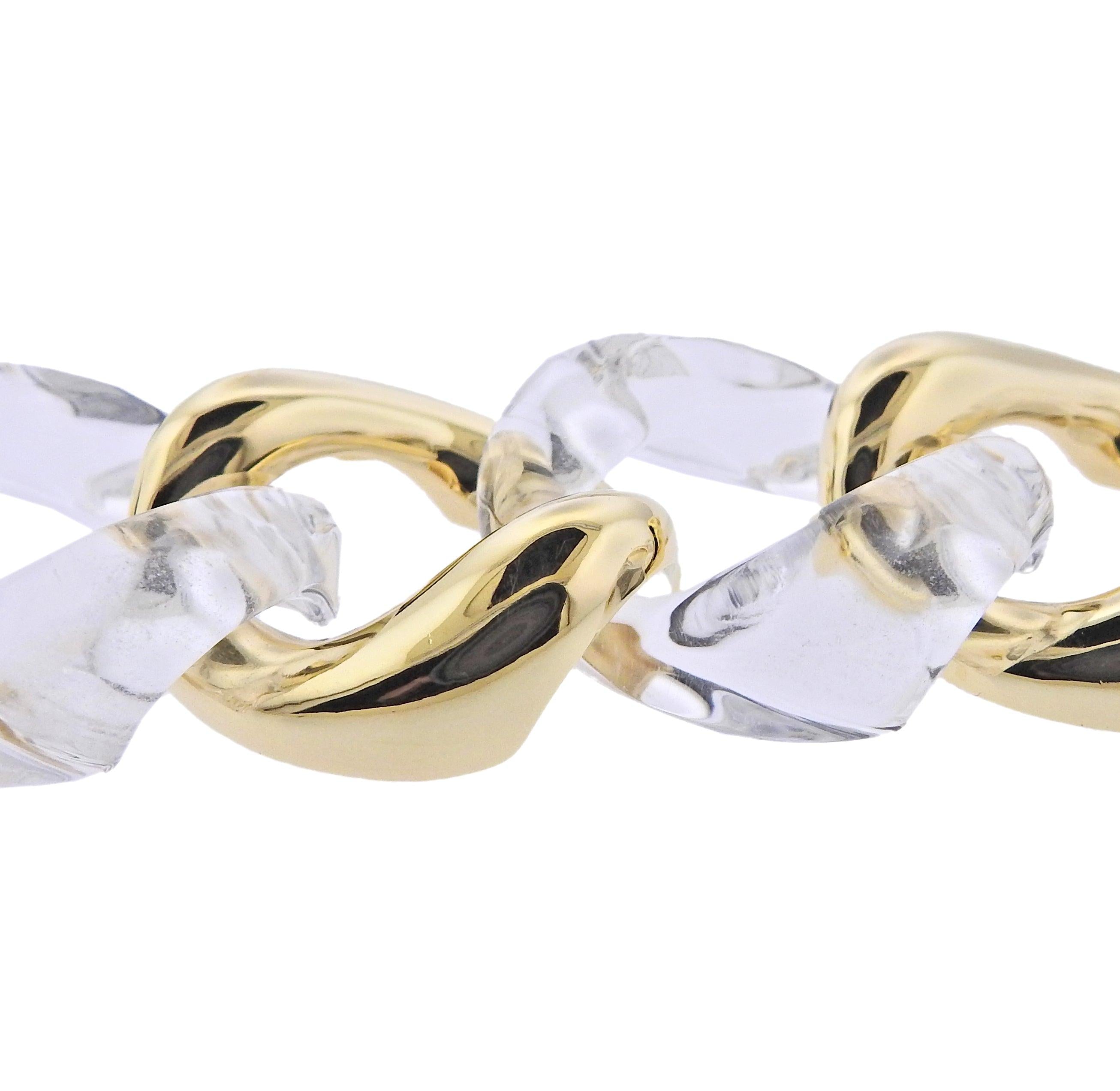 Seaman Schepps Crystal Gold Large Link Bracelet