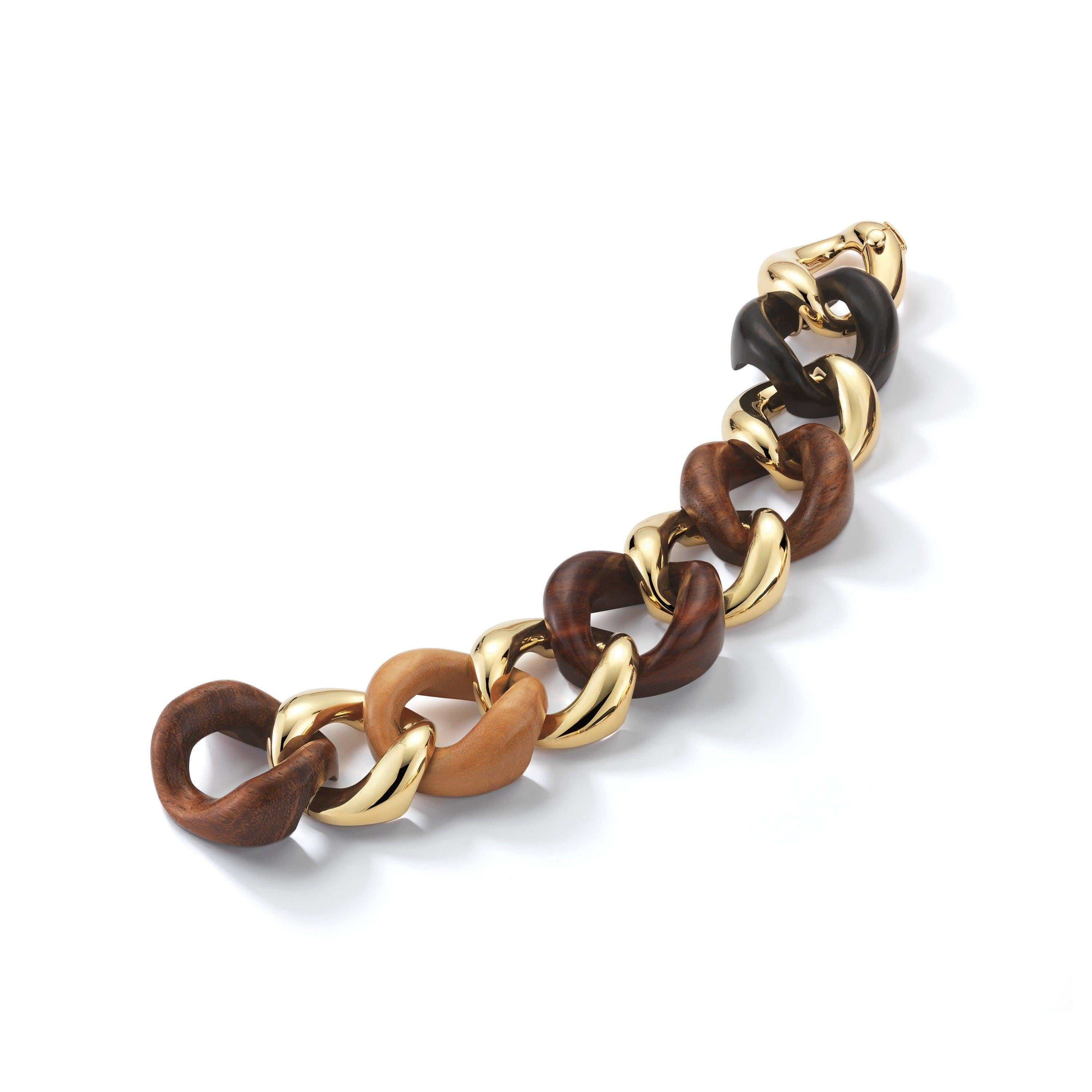 Seaman Schepps Mixed Wood Gold Link Bracelet