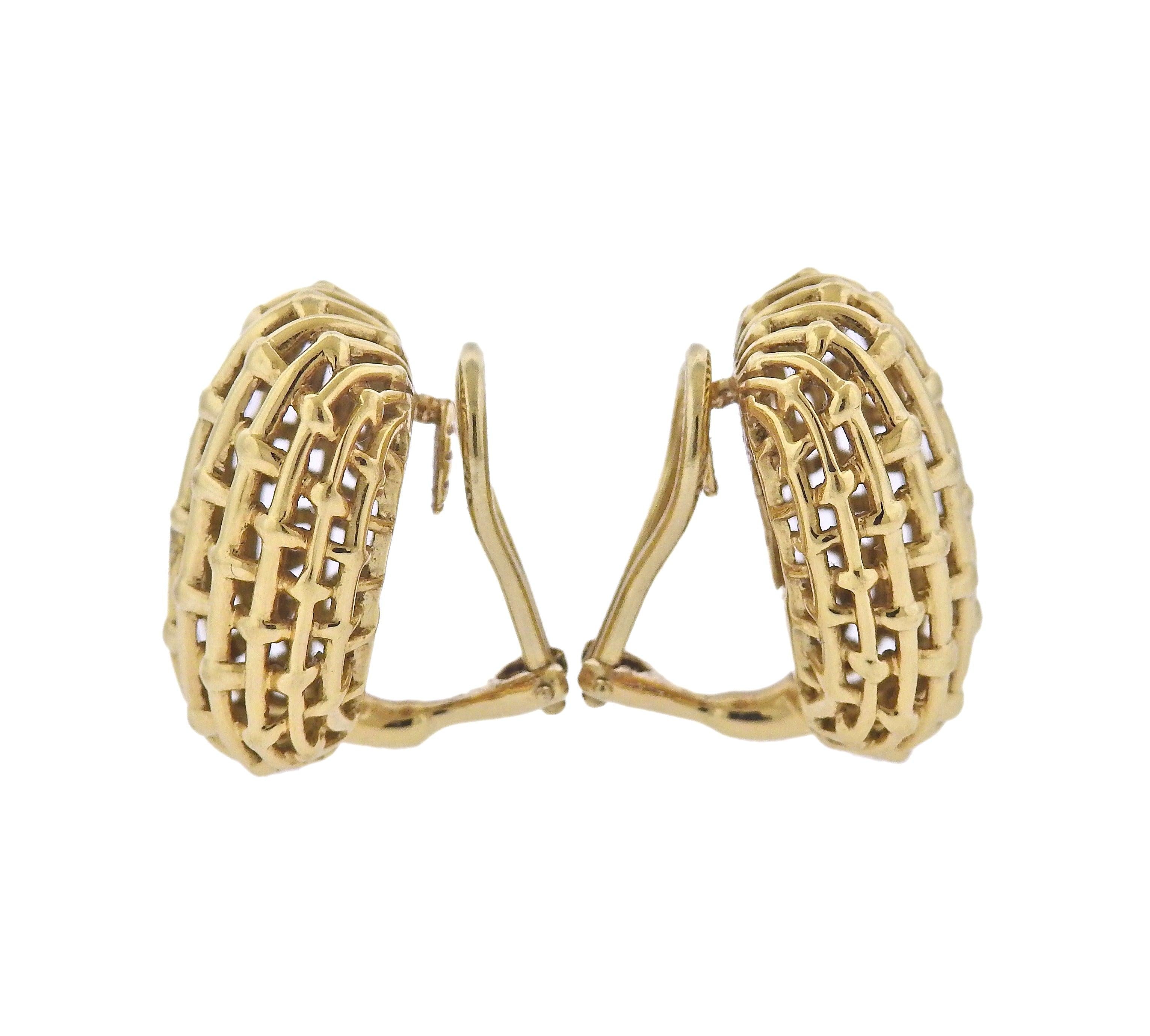 Seaman Schepps Nantucket Cushion Gold Earrings