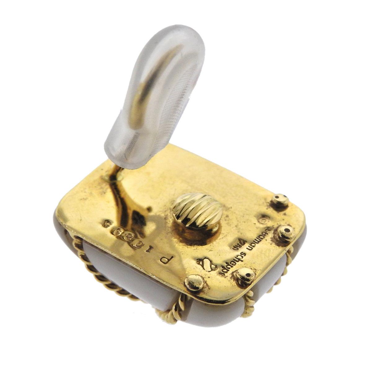 Seaman Schepps White Coral Gold Cage Earrings