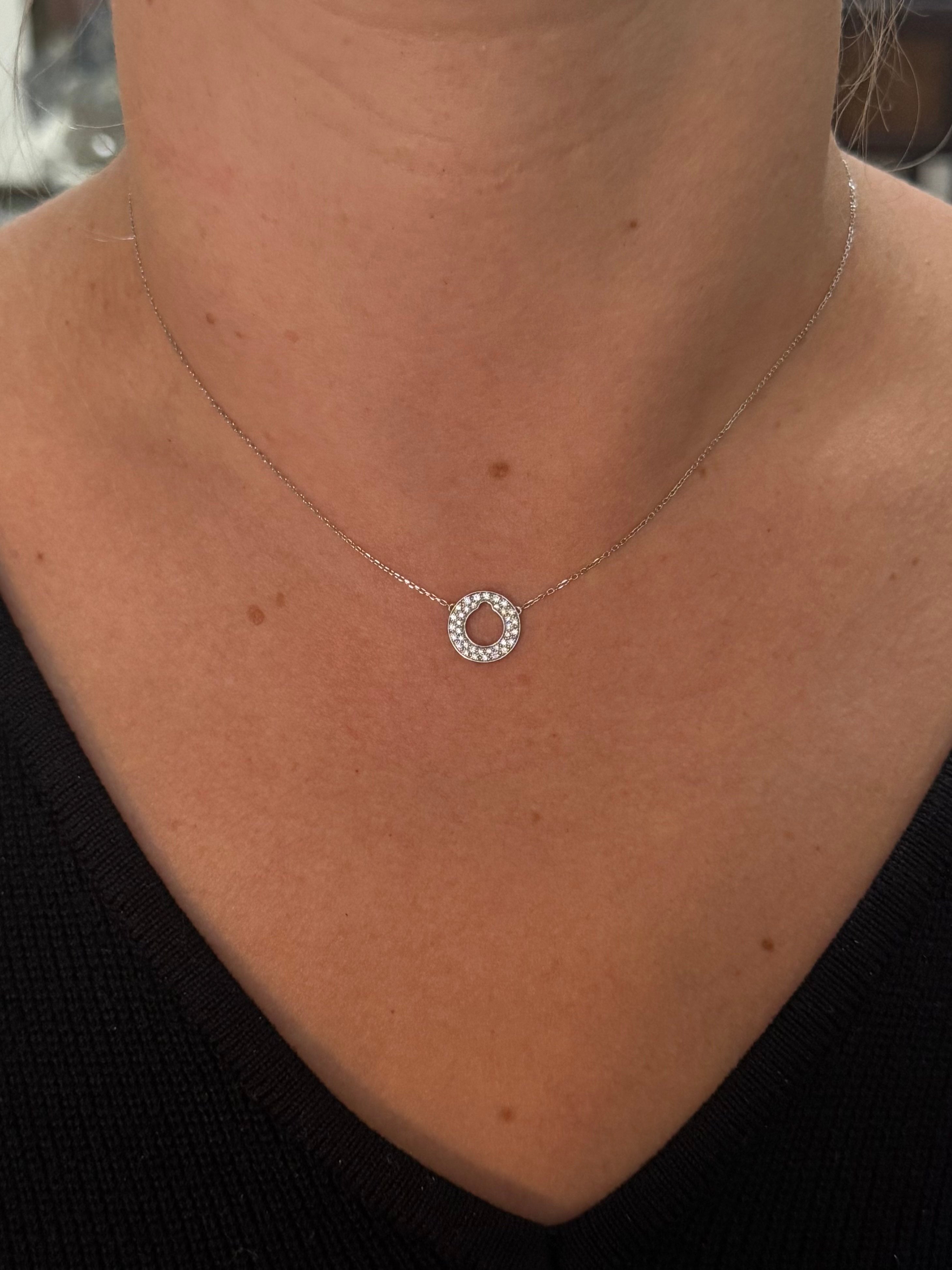 Dinh Van Cible White Gold Diamond Pendant Necklace