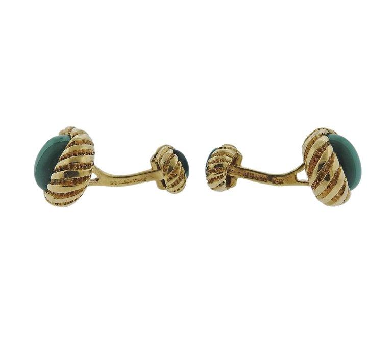 Tiffany & Co. Schlumberger Malachite Gold Cufflinks