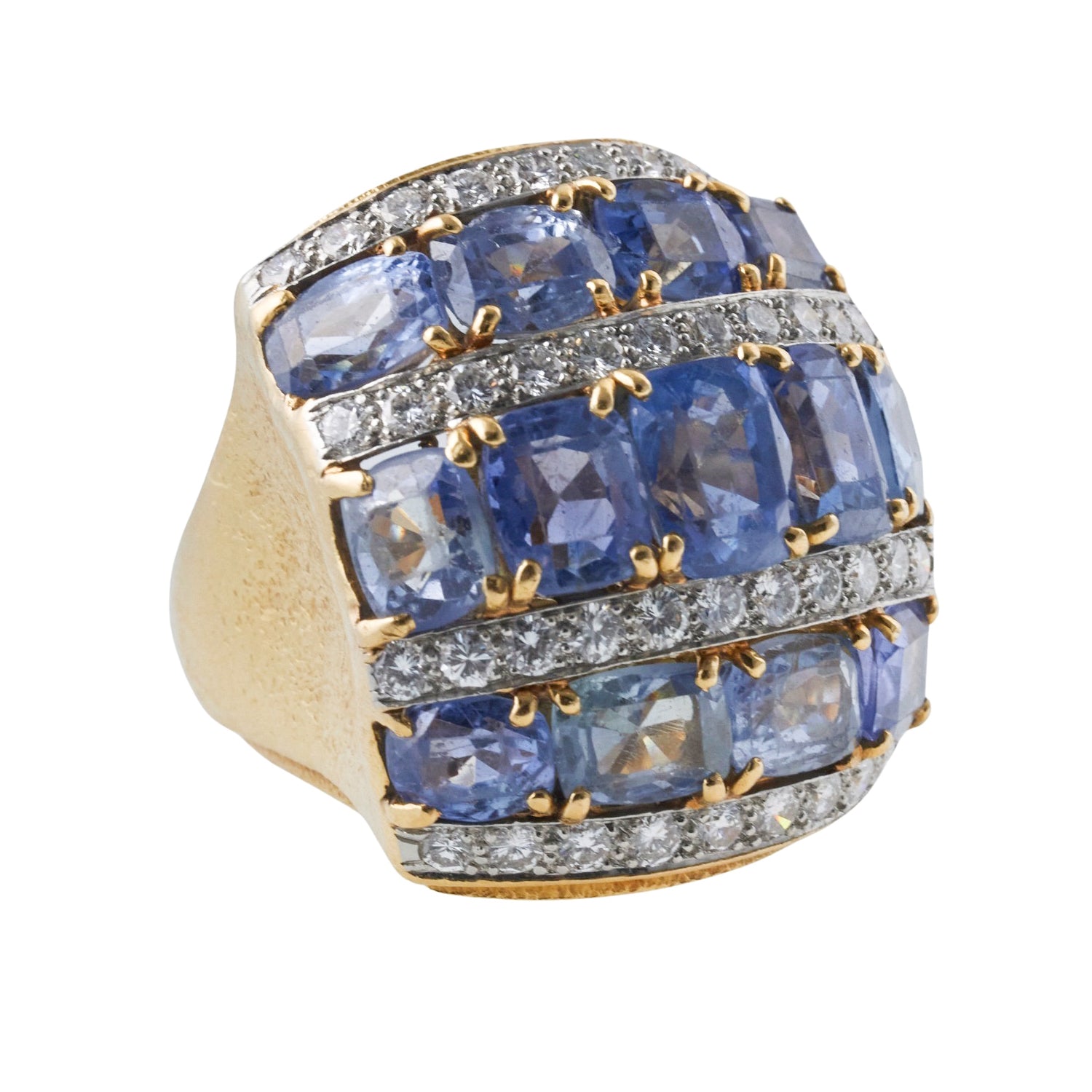 David Webb Vintage Sapphire Diamond Cocktail Ring