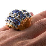 David Webb Vintage Sapphire Diamond Cocktail Ring