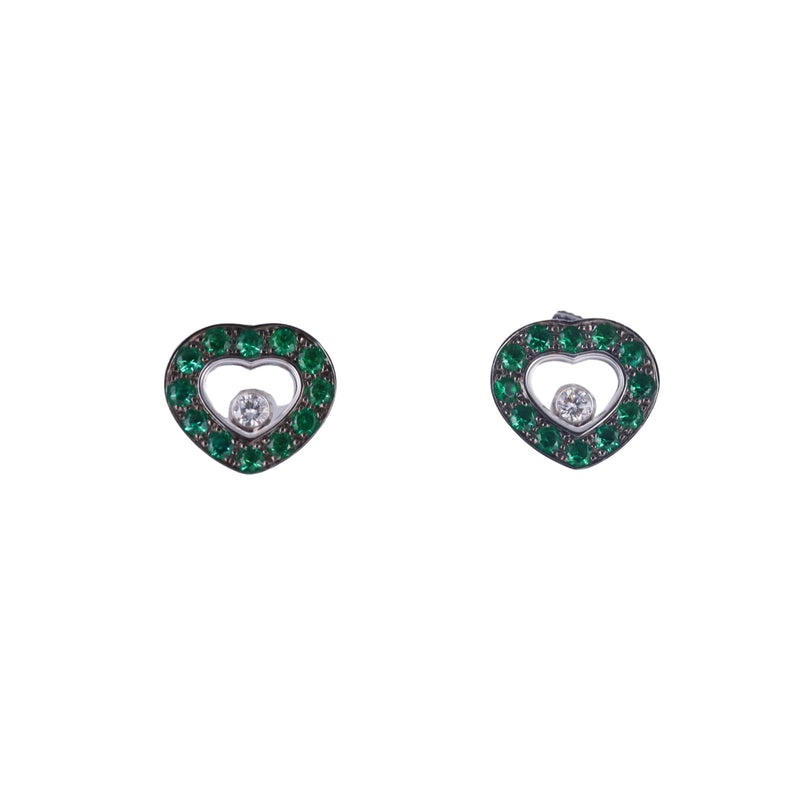4mm Heart-Shaped Simulated Emerald Stud Earrings in 10K White Gold with CZ  | eBay