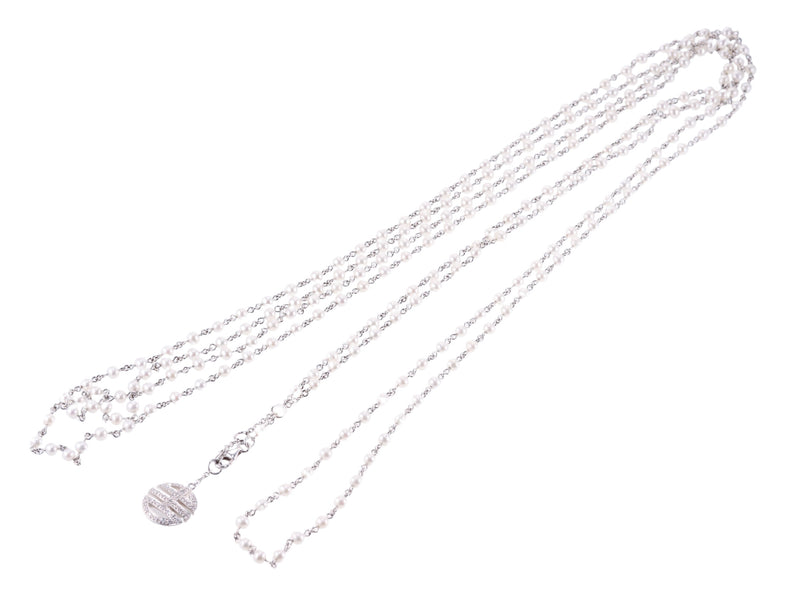 Mimi Milano Nagai Pearl Diamond Gold Long Necklace
