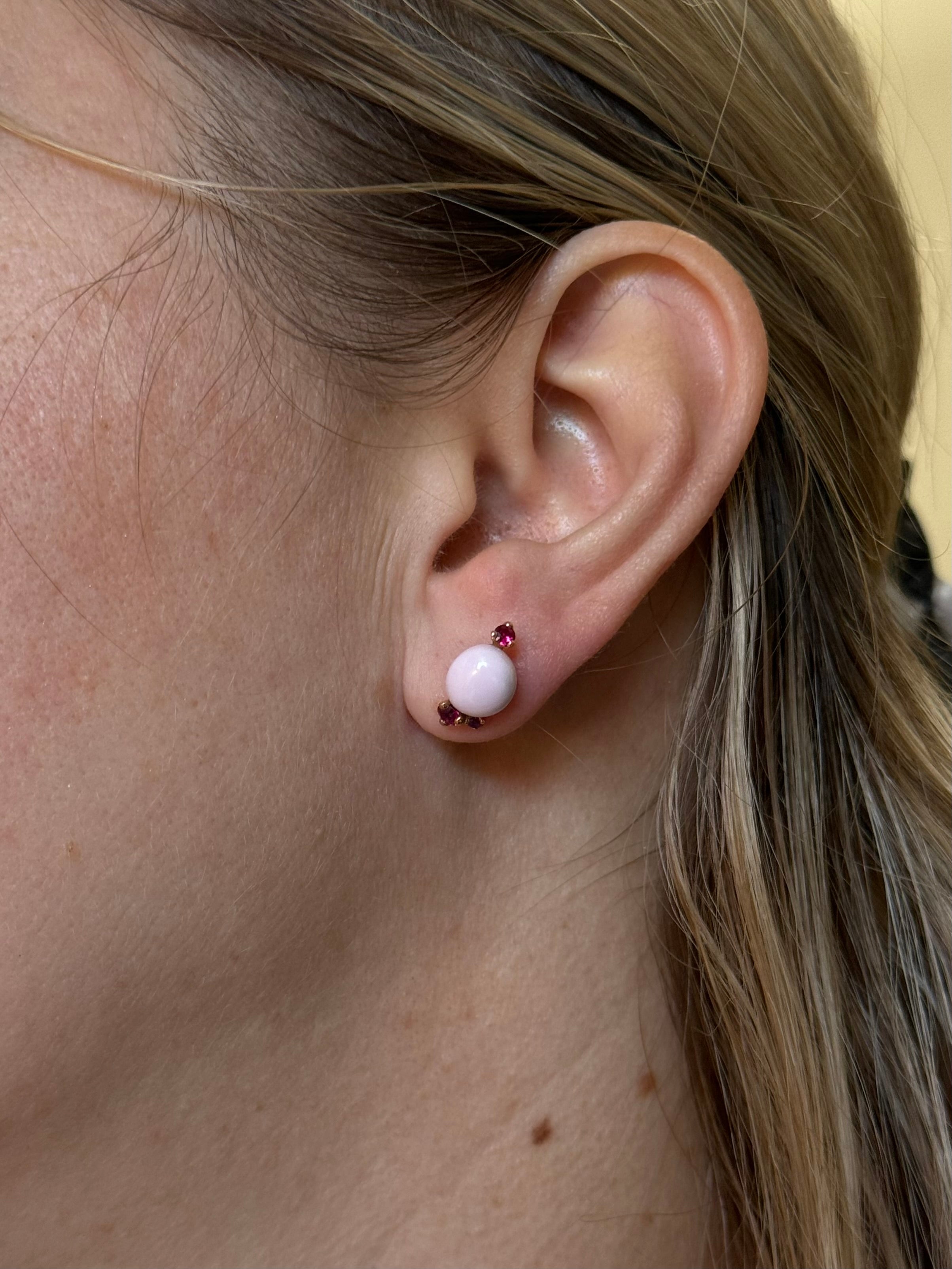 Pomellato Capri Quartz Pink Ceramic Rose Gold Earrings