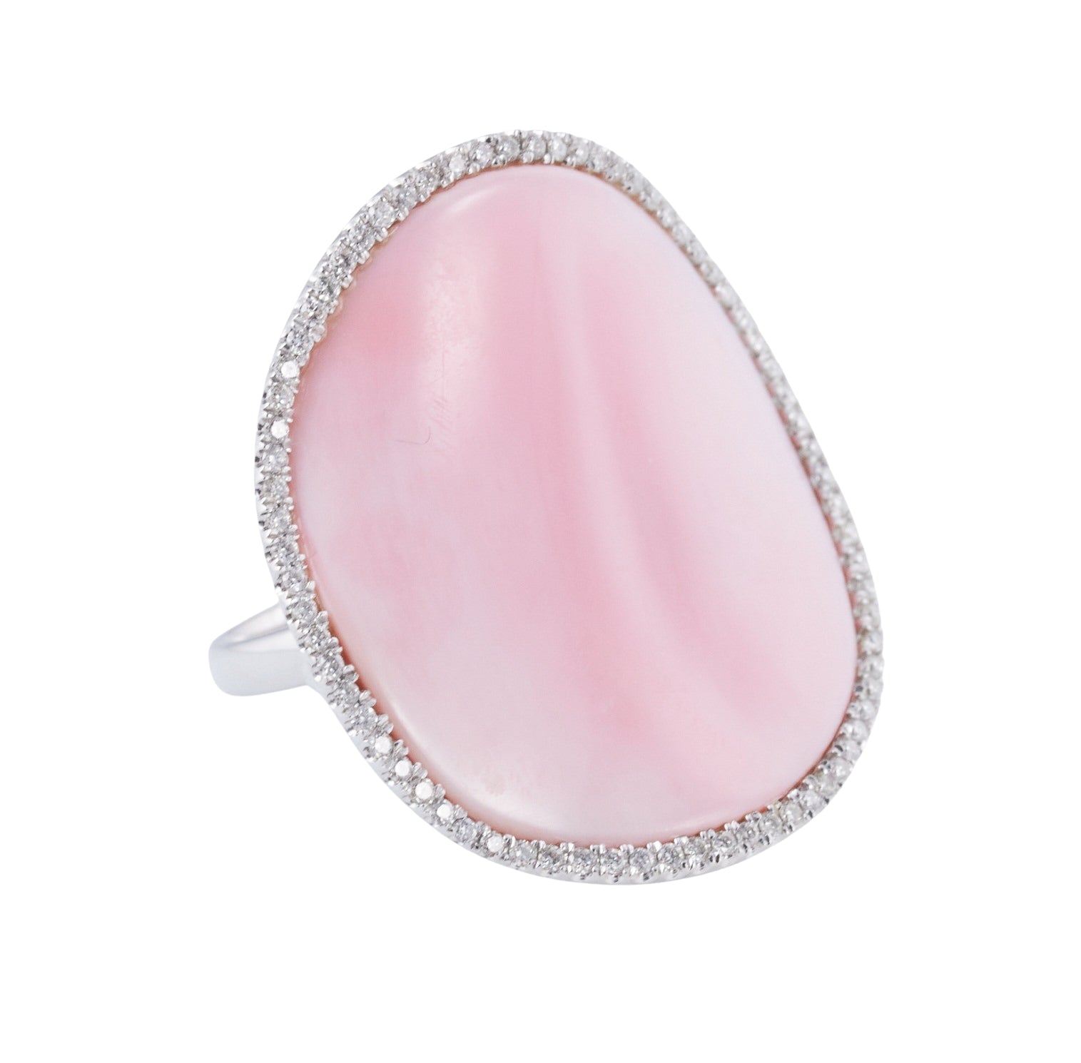 Mimi Milano Aurora Pink Mother of Pearl Diamond Gold Ring