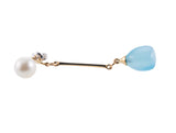 Mimi Milano Pearl Blue Agate Gold Drop Earrings