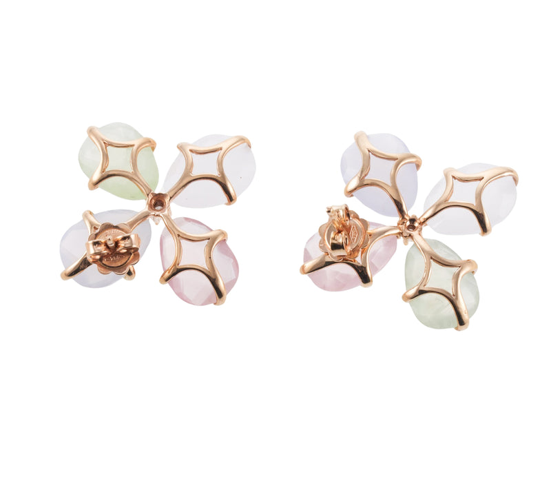 Mimi Milano Mila Primavera Chalcedony Prehnite Diamond Gold Flower Earrings