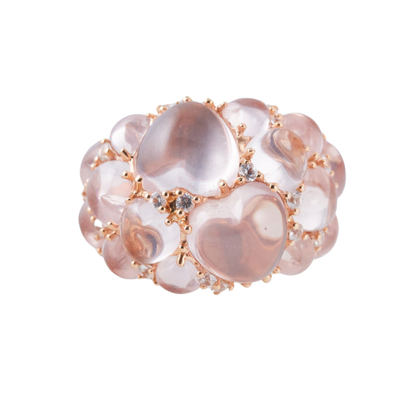 Mimi Milano Juliet Rose Quartz Sapphire Gold Heart Ring