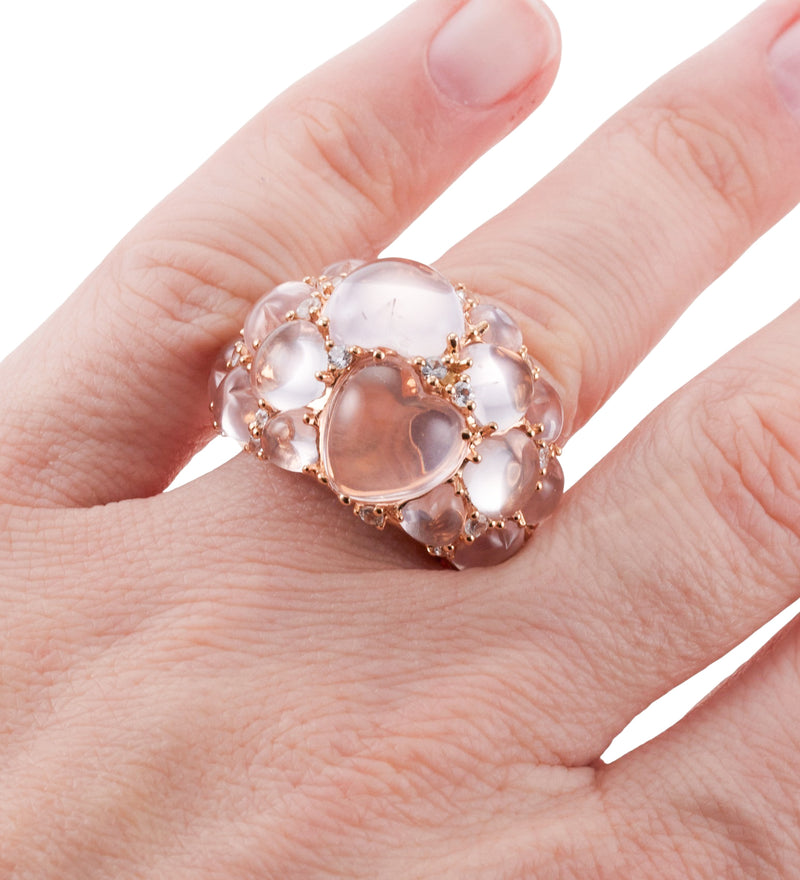 Mimi Milano Juliet Rose Quartz Sapphire Gold Heart Ring