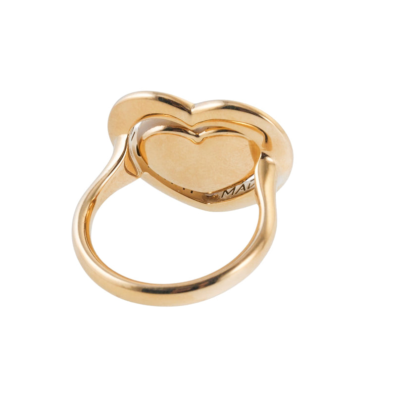 Mimi Milano White Quartzite Gold Flip Top Heart Ring